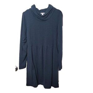 J Jill Womens sz M black cowl neck long sleeve dress pockets stretch
